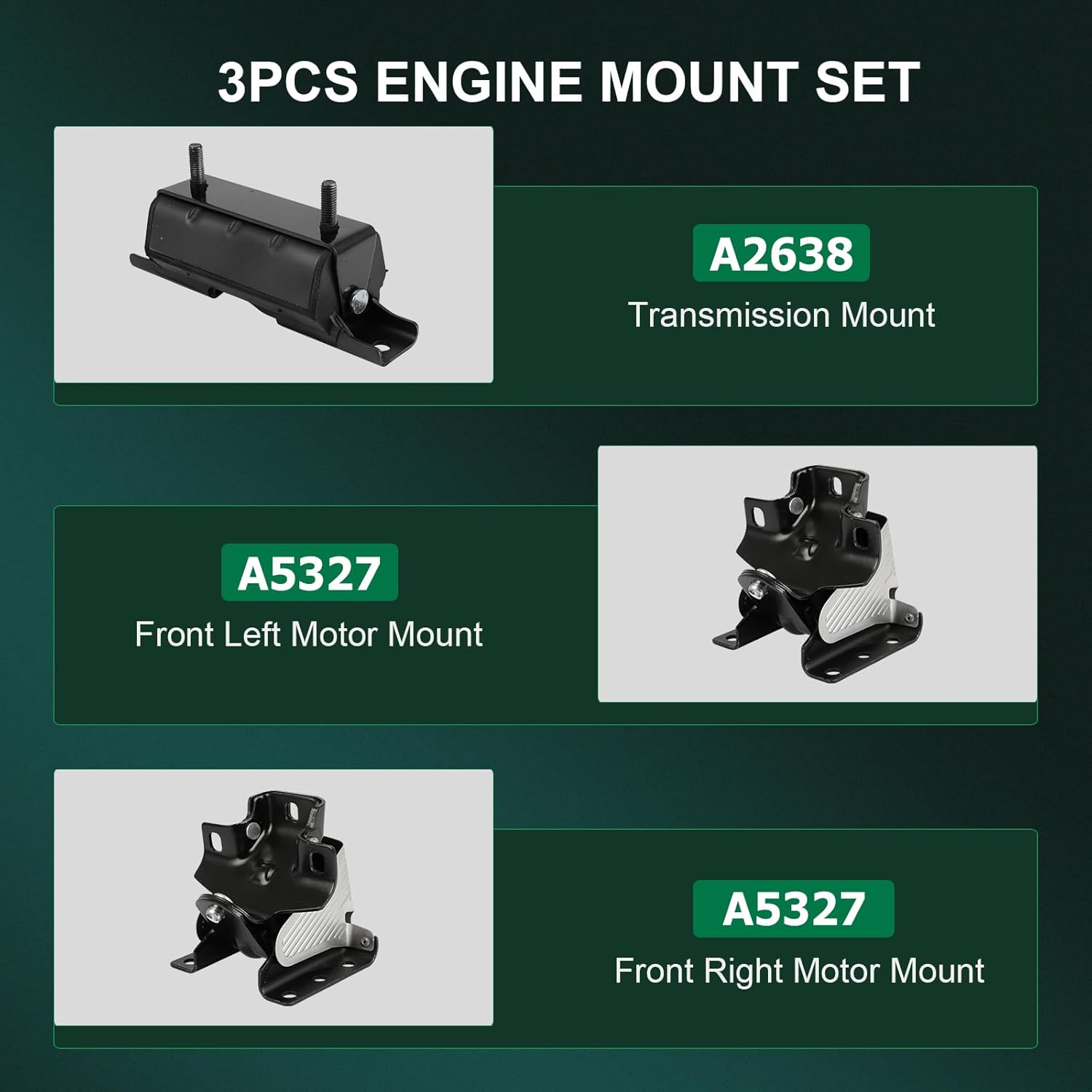 SCITOO Engine Motor Mount Transmission Mount Set for Cadillac Escalade 2002-2006 for Cadillac Escalade ESV 2003-2006 for Cadillac Escalade EXT 2002-2006 Replace OE A5327 A2638