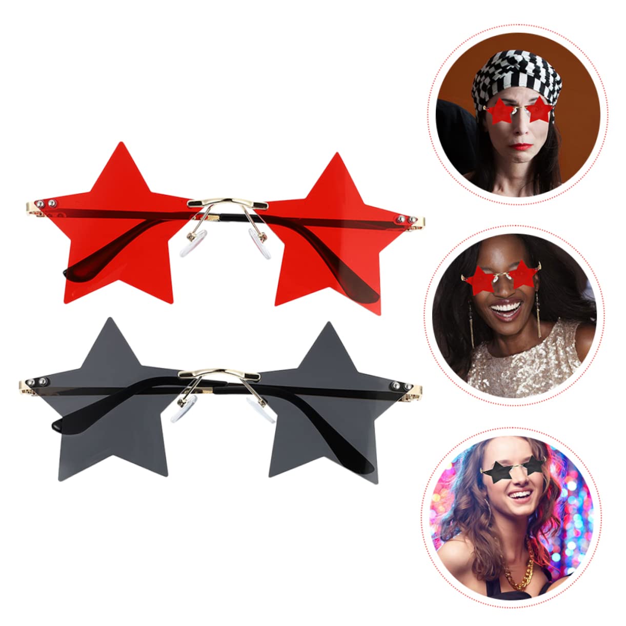 VANZACK 2 Pairs Unisex Festival of Unique Fashion Sunglasses for Parties Beach Events and Carnivals Durable and Material Great Present for