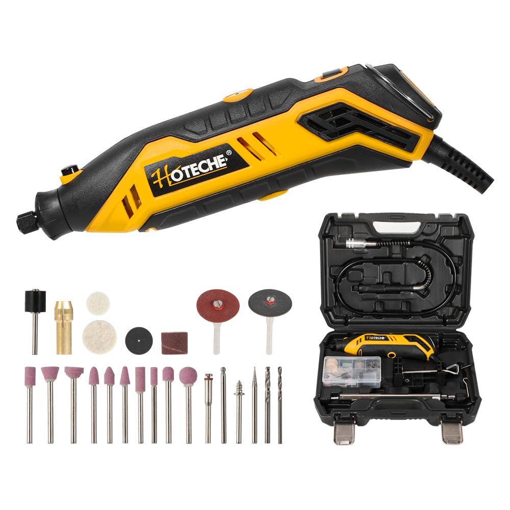 Hoteche Utensile multifunzione da 100 pezzi, mini smerigliatrice elettrica con tubo e supporto, set di utensili rotanti da 130 W.