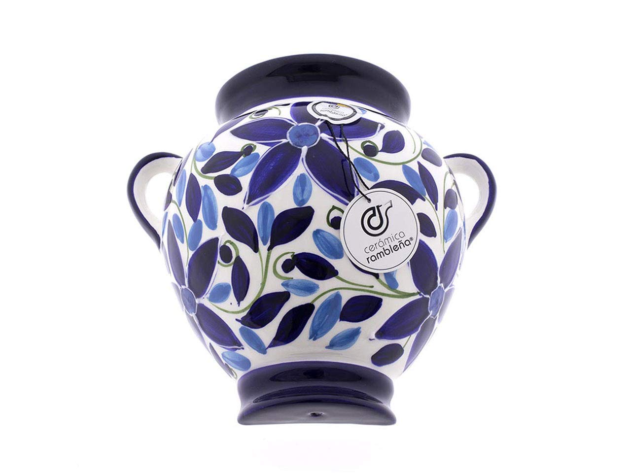 Ceramic Rambalena | Vaso da appendere con orza | Vaso di terracotta da appendere | Vaso da parete decorato - Modello D33 | 100% decorato a mano | 20 x 20 x 14 cm