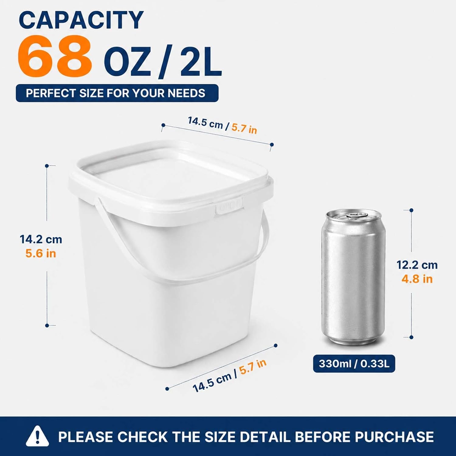 24 Pack Ice Cream Containers with Lids, 68oz Reusable Food Storage Containers for Freezer, 2 Qt Meal Prep & Bulk Food Storage Containers, Freezer Safe, Leakproof, White
