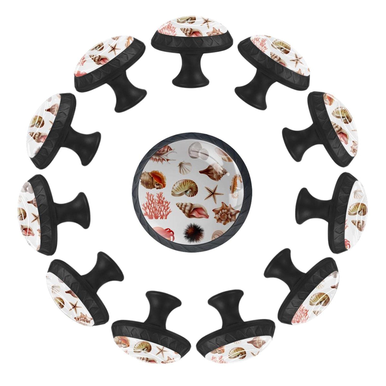 Boutons de tiroir en coquillage 35 mm lot de 12 pour commode de chambre