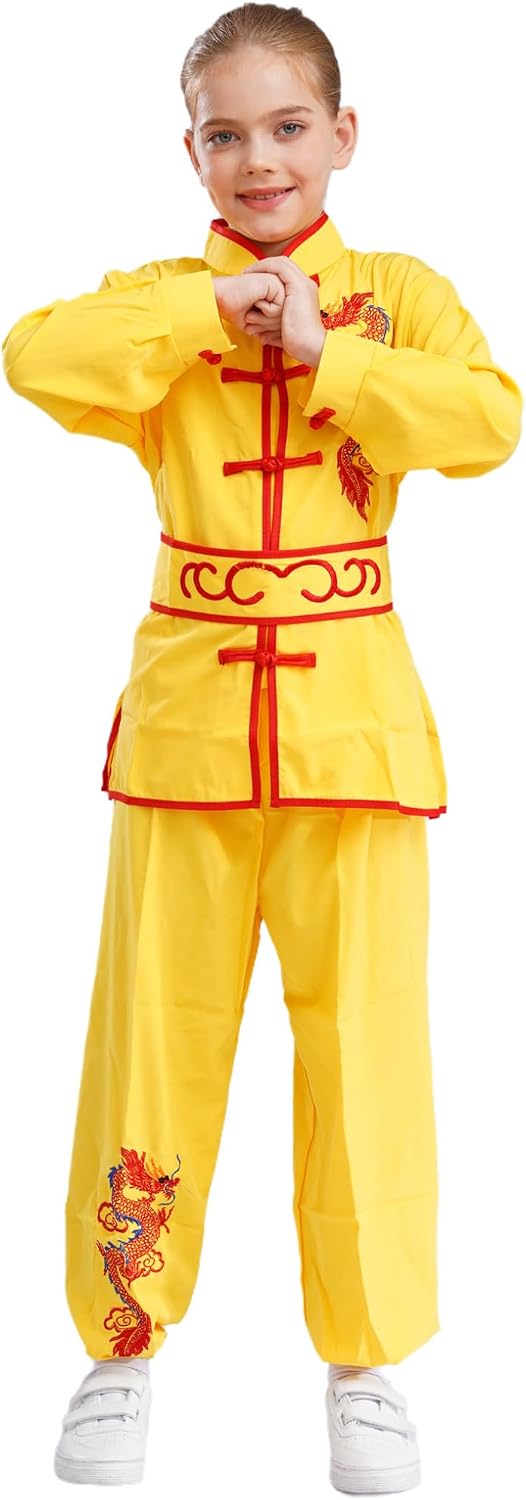 Kaerm Boys Girls Kung Fu Uniform Set Tai Chi Costume Wing Chun Boxing Suit Martial Arts Performance Set
