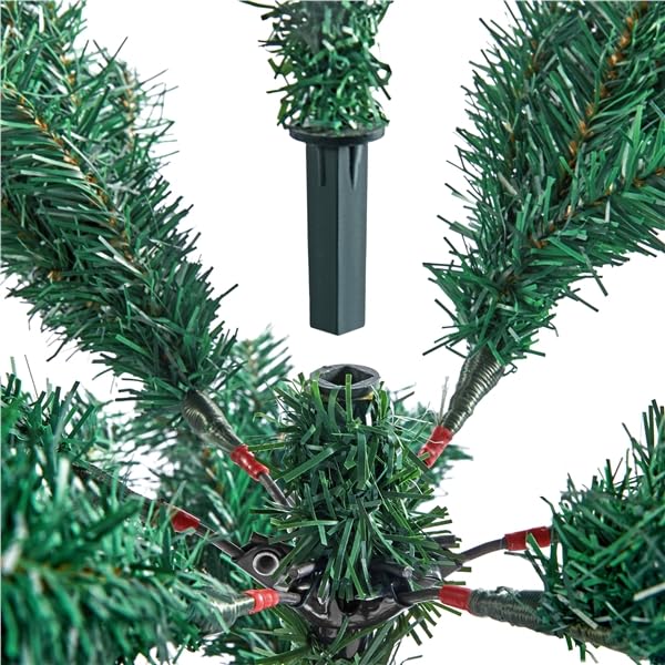 Yaheetech Albero di Natale 219 cm Artificiale Automatico Folto Realistico 1446 Rami Incernierati Supporto in Metallo Pieghevole Decorazioni per Casa Negozio