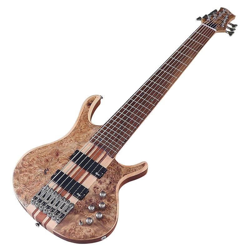 Bajo Eléctrico Activo de 7 Cuerdas, 43 Pulgadas, Diseño Neck-Through, Cuerpo de Madera Sólida de...