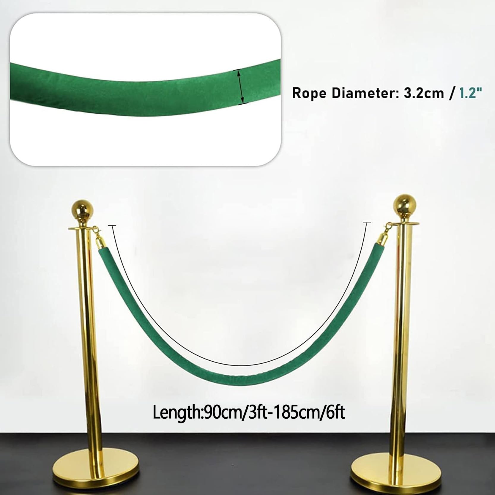 Set di corde di velluto | 100 cm for teatri, feste, hotel, ristoranti: confezione da 4 corde in velluto for la gestione delle code