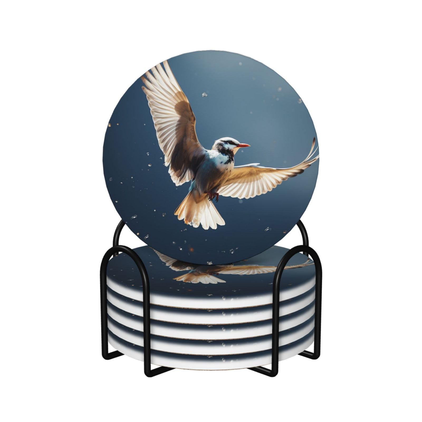 Dessous de verre en céramique thème migration des oiseaux pour cadeau de pendaison