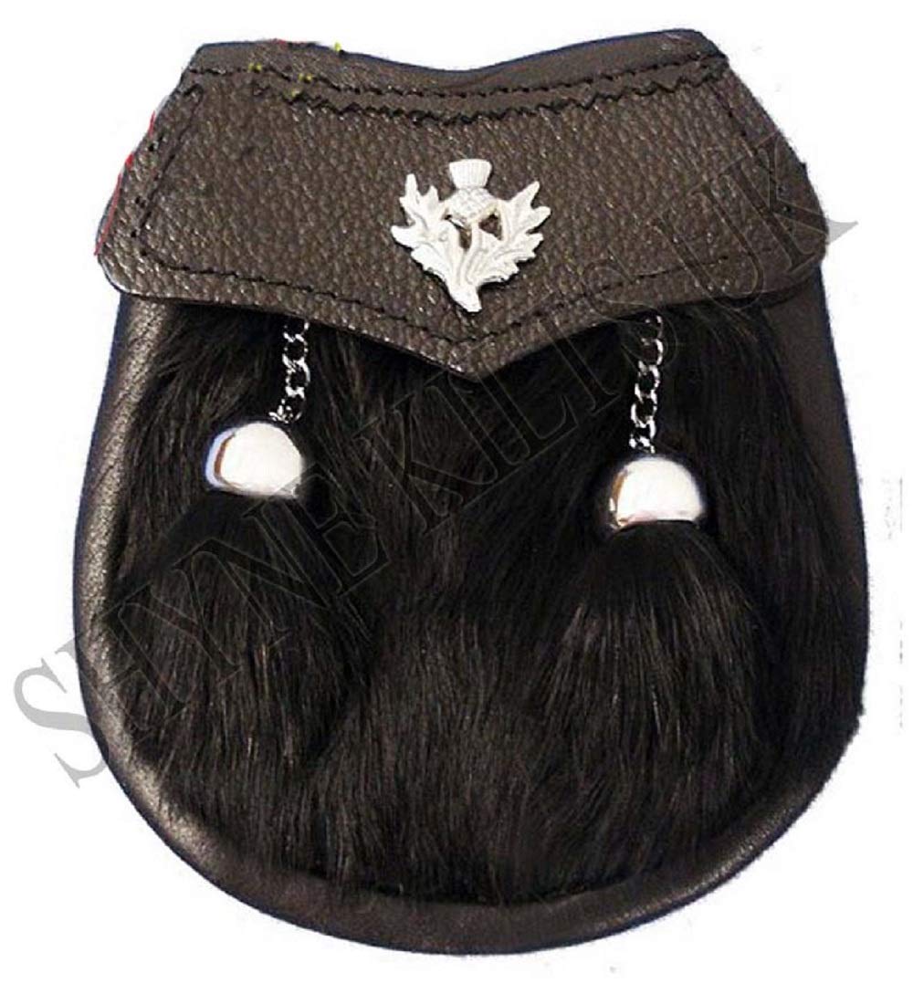 SHYNE KILTS U.K Baby Semi Dress Black Kilt Sporran with a Thistle Emblem & Chain Belt