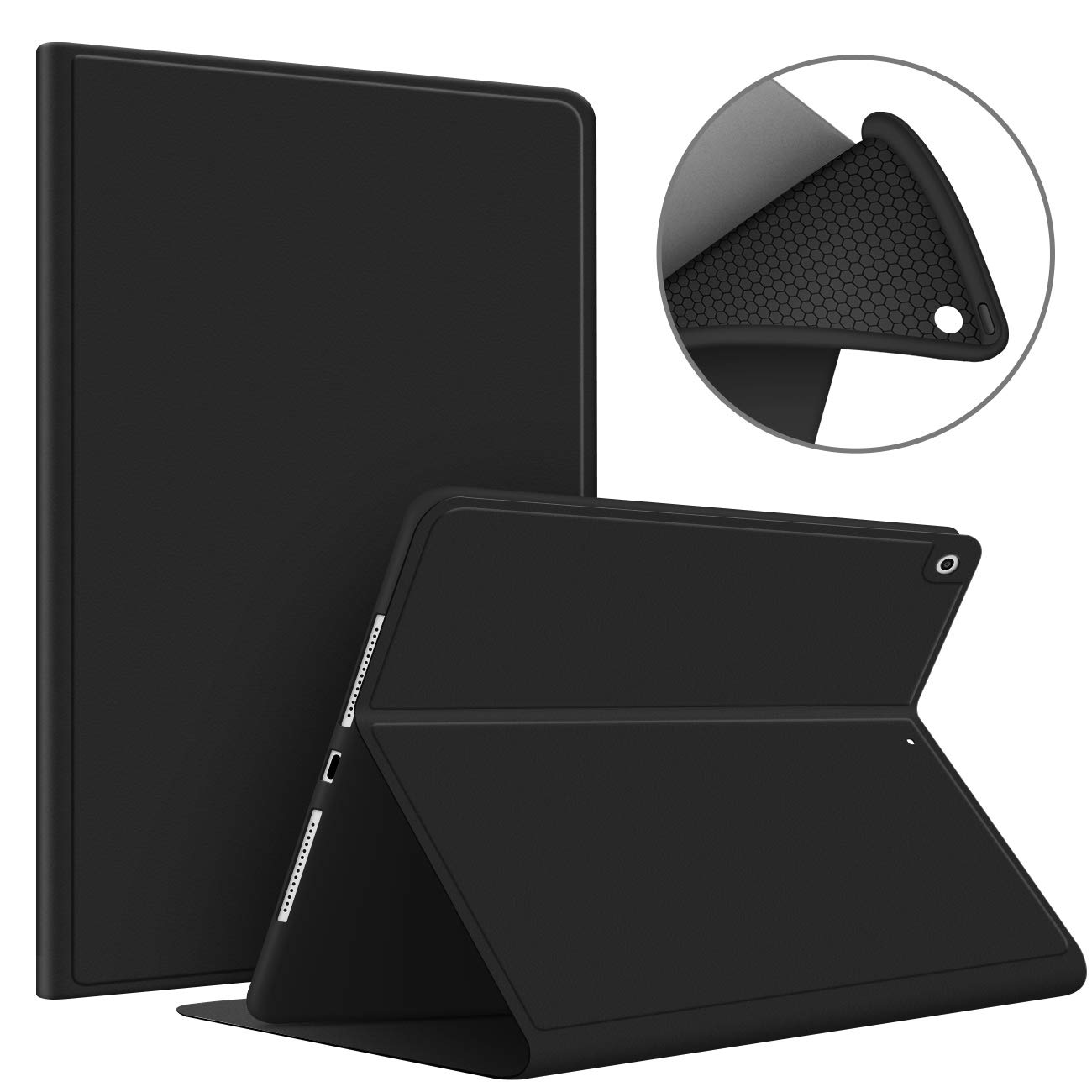 VAGHVEO Case for iPad Mini/Mini 2/Mini 3 7.9 inch, iPad 7.9 Mini 2012/2013/2014 PU Leather Book Flip Cases with Flexible Soft TPU Back Cover, Auto Sleep/Wake (Black)