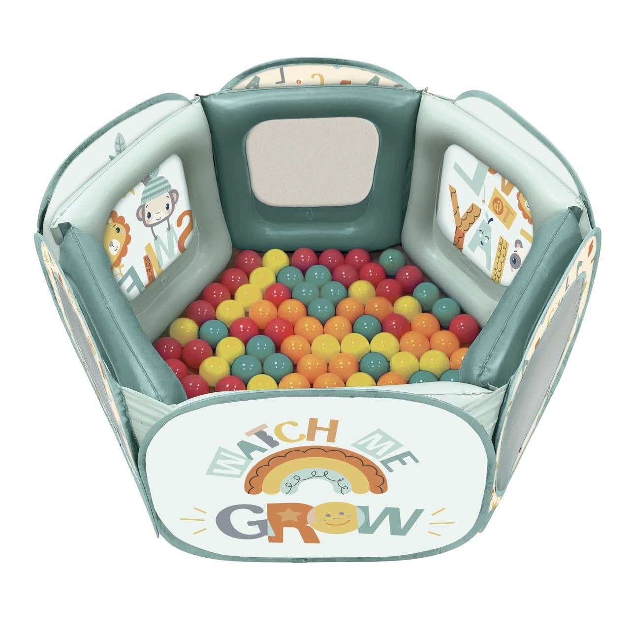 Fisher Price nadmuchiwany basen z 50 kolorowymi kulkami - nadmuchiwana konstrukcja - w zestawie torba transportowa (Deqube 935D00193)