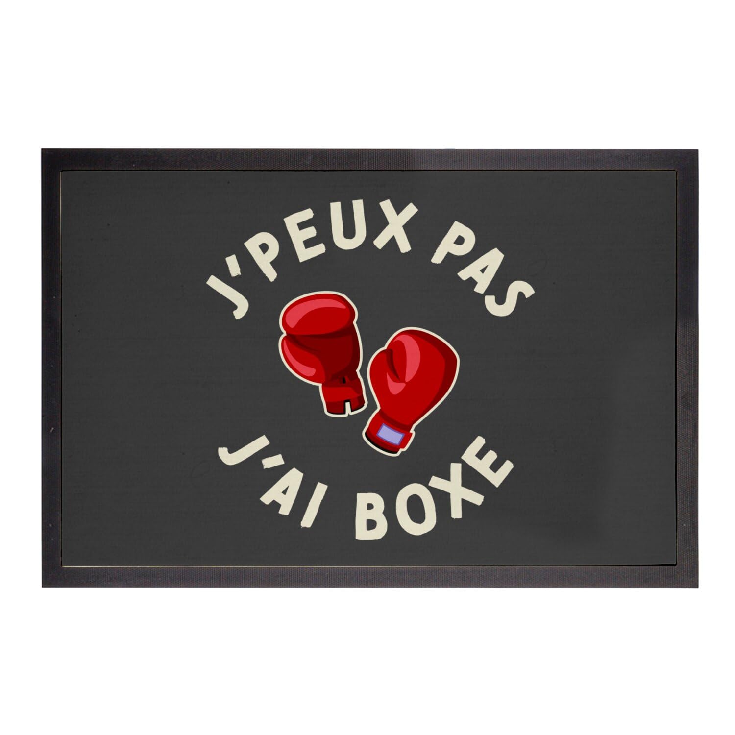 Paillasson boxe noir 75x50 tapis entrée humour sport de combat original