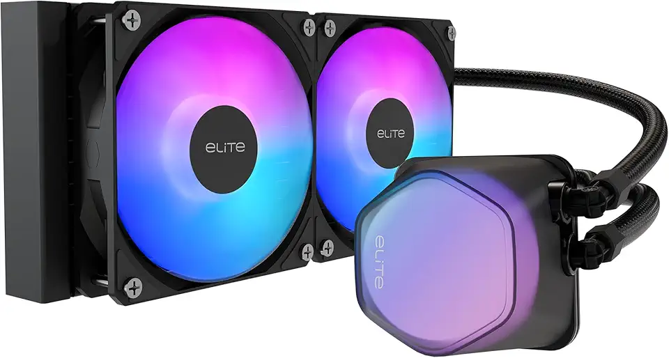 Cooler Master Cooler líquido de CPU MasterLiquid ML240 Illusion Close-Loop AIO, cúpula translúcida, bomba de câmara dupla de 3ª geração, radiador 240, halo duplo MF120 para AMD Ryzen/Intel 1200/1151