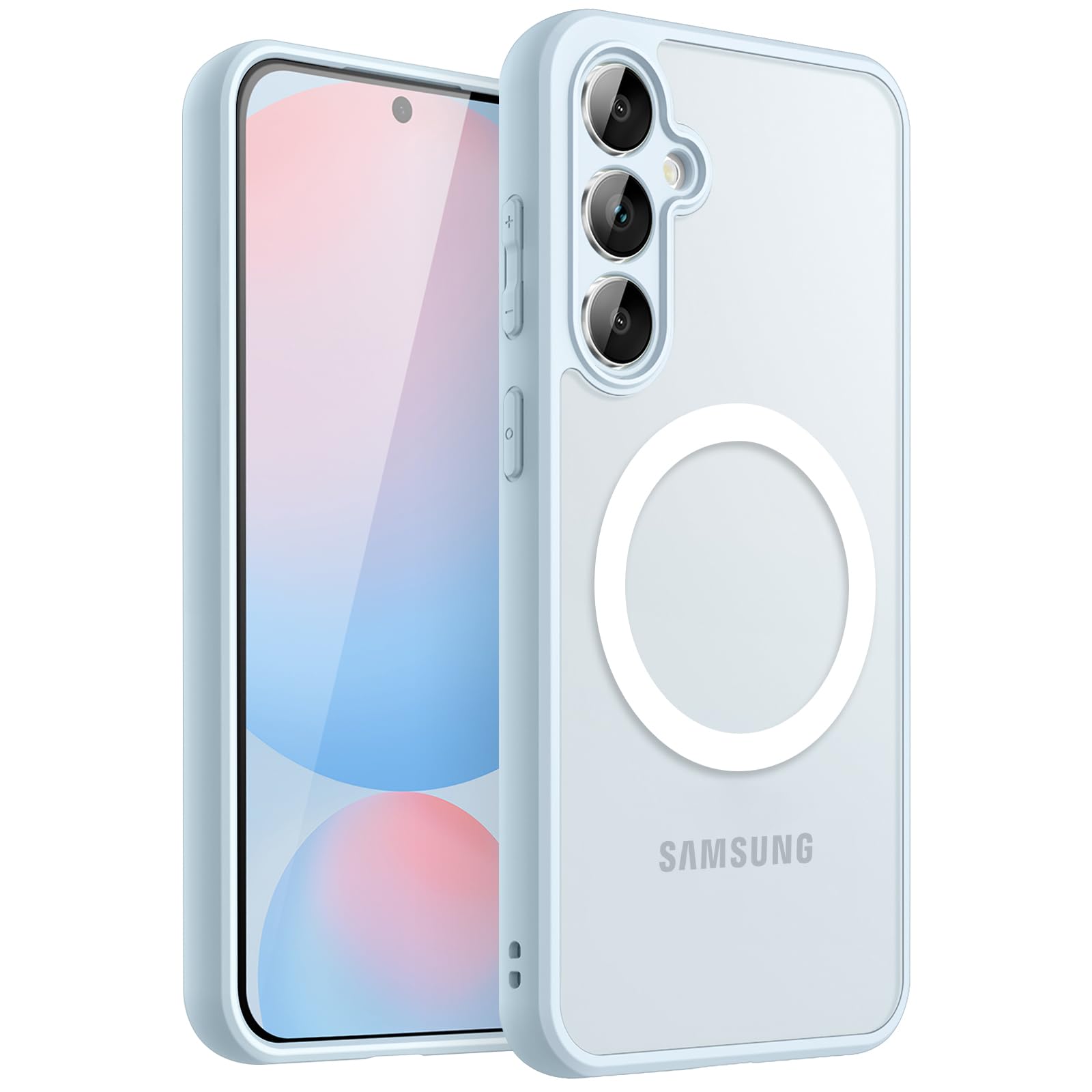 Magnetic Case for Samsung Galaxy S24 FE, Compatible with MagSafe, Translucent Matte Back Shockproof Phone Cover (Blue)