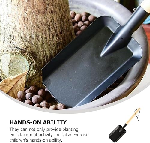 Miniatura 7 de Veemoon Pala de ceniza pequeña para chimenea, pala de jardinería con mango de madera, pala de carbón de hierro para barbacoa, chimenea, suministros