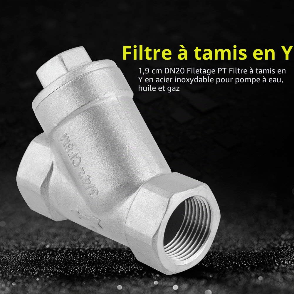 Filtre en Y 3/4 "DN20 PT en acier inoxydable Filtre à tamis en forme de Y Raccords de tuyauterie pour l'eau, le pétrole et le gaz