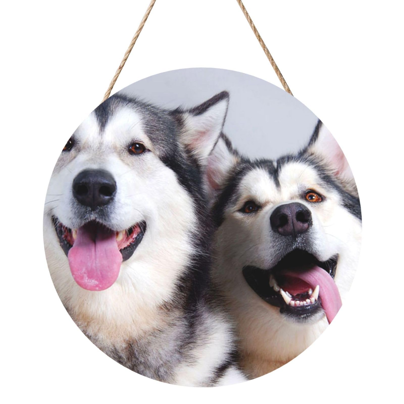 InOmak Puppy Dog Printed, Round Wood Panel Painting 12 in, Wall Hanging Painting For Home
