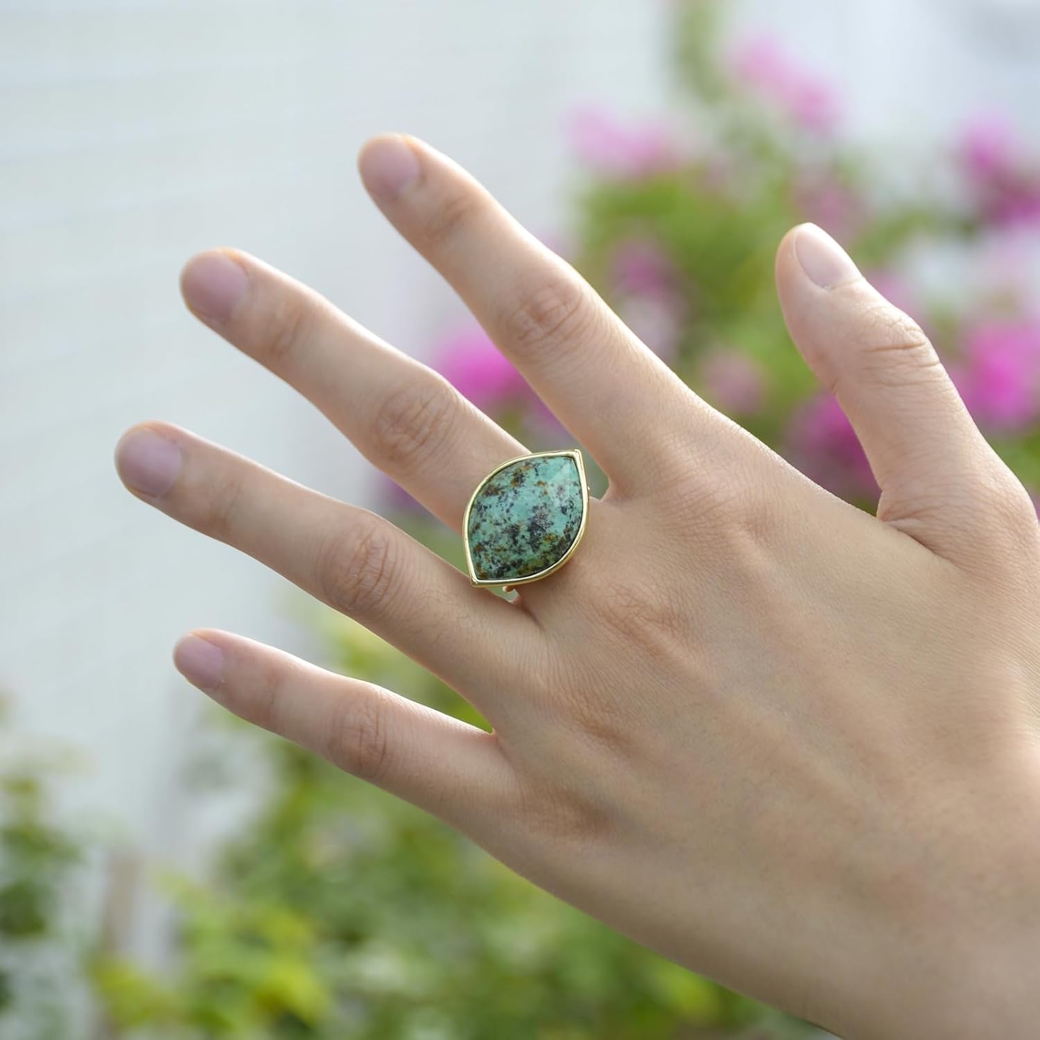 Labradorite ring, grey moonstone rings for women Labradorite jewelry, Eye shape Handmade Statement Rings Bohemian Birthstone Ring - Image 5