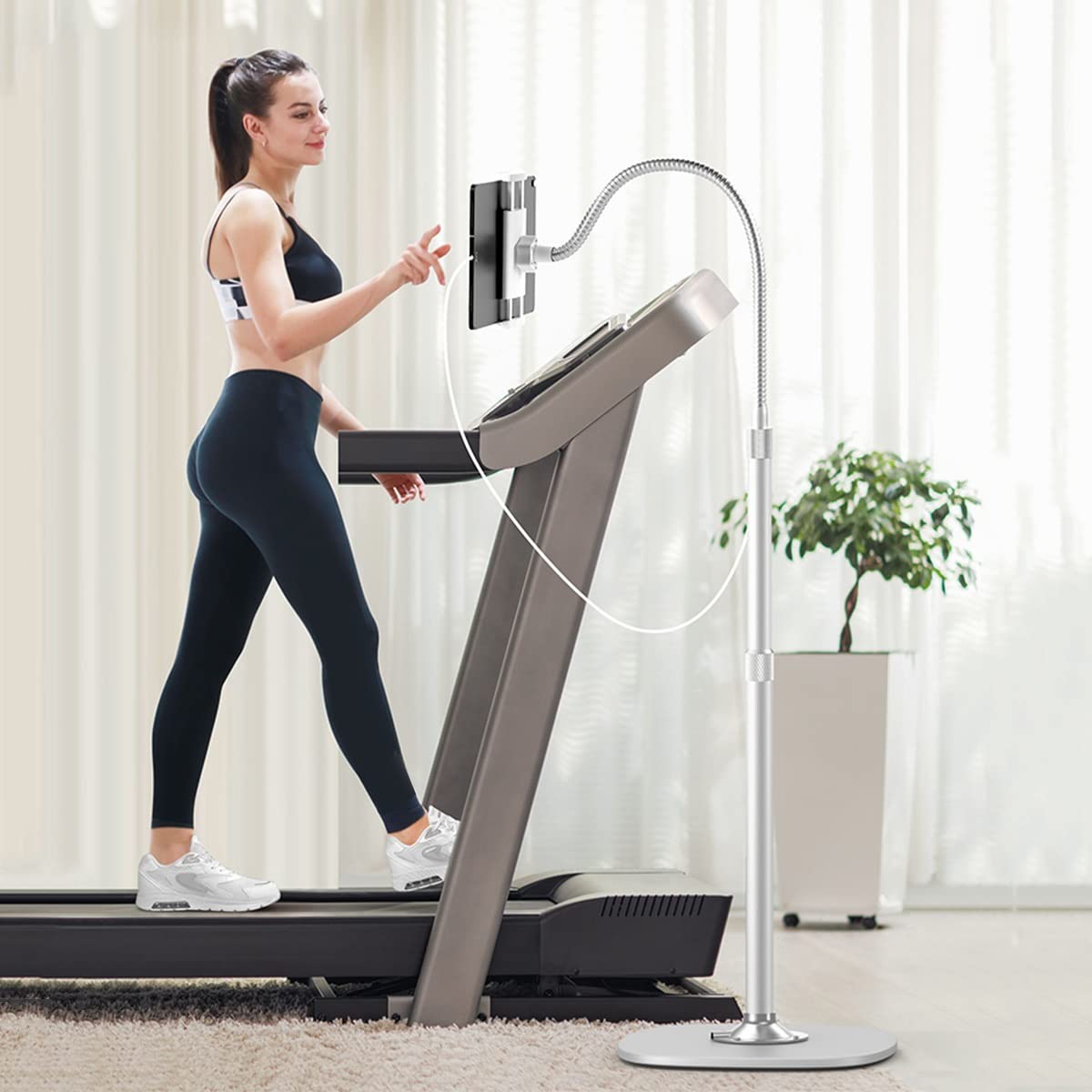 BKHsgDXJ Phone stand 3 KG Stable Base,Built-in Charging Cable, Long Arm Phone Holder for Live Stream/Watching