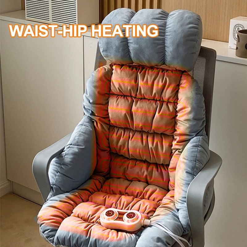 Cojín for Silla de Escritorio, Cojín de Asiento con Calefacción y Respaldo, con Lazos, Funda Extraíble, Cojín for Asiento de Dormitorio, Adecuado for Sillas de Oficina, Mecedoras(White)