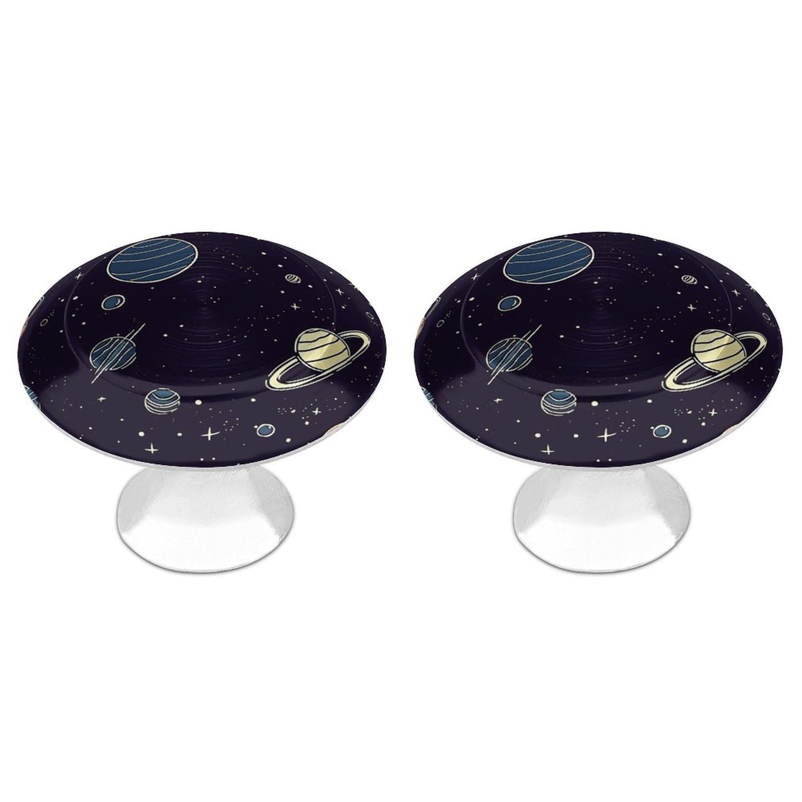 FekiLoot Space Planet Pattern Cabinet Knobs Personality Stainless Steel Round Drawer Handles Circle Modern Cabinet Handles Drawer Knobs for Kitchen Dresser Bathroom Cupboard Furniture