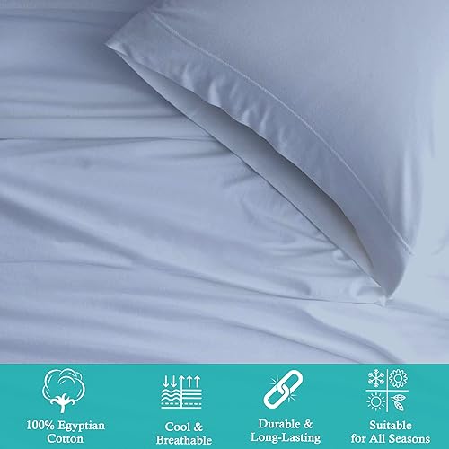 Miniatura 3 de Juego de sábanas de 4 piezas de algodón egipcio de 600 hilos, sábanas de algodón tamaño Queen para cama tamaño Queen, satén de fibra larga con