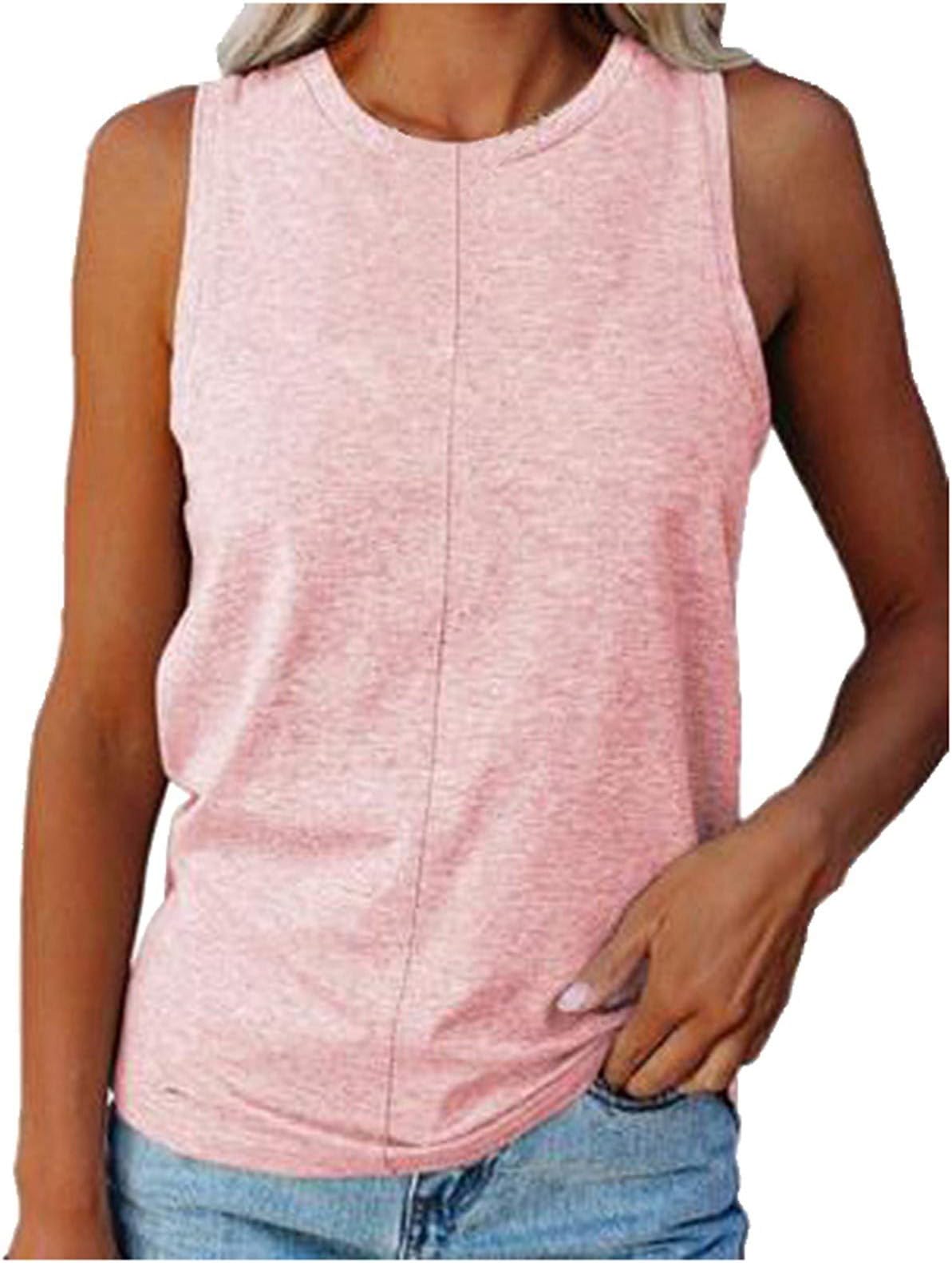 Workout Tank Tops For Women Casual Fashion Comfort Round Neck Solid Color Hundred Loose Sleeveless Vest Tops