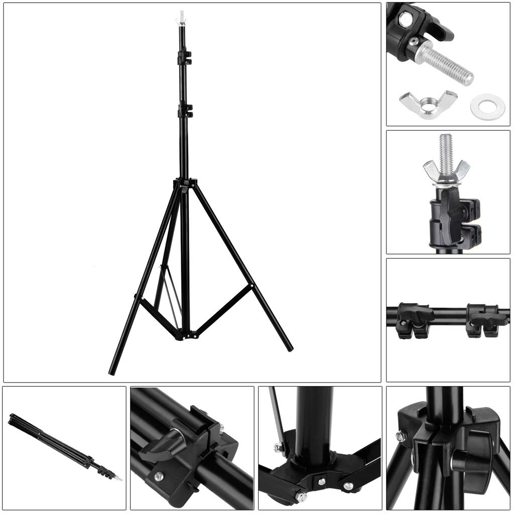 Bonnlo Soporte de Fondo para Fotografía 2 x 3 m, con 6 Pinzas Tipo Boca de Pez, 2 Sacos de Arena y Bolsa de Transporte, Ideal para Estudios Fotográficos
