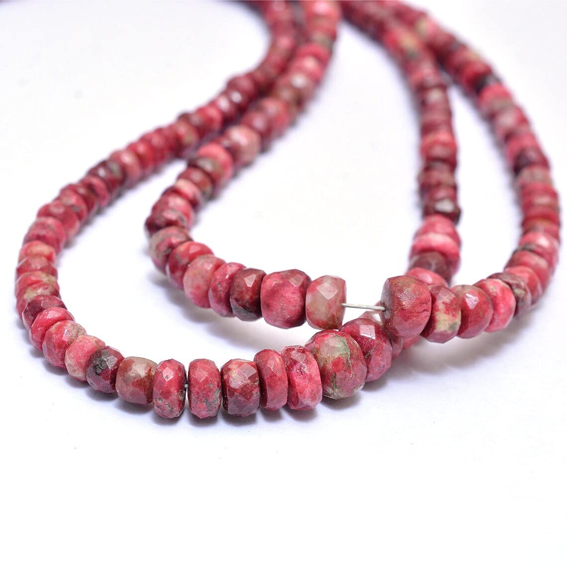 Thulite 4 mm - 5 mm kamień szlachetny rondelle fasetowane koraliki | 43 cm sznur | Naturalny rzadki różowy tykulit półszlachetne koraliki z kamieni szlachetnych do produkcji biżuterii
