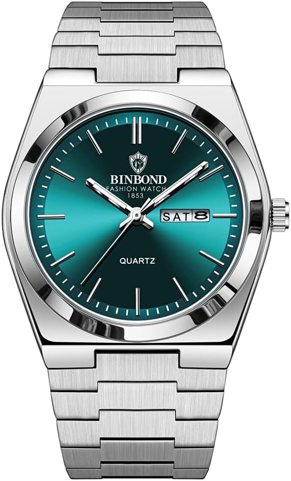 Mens Watches Luxury Waterproof Watches for Men Business Dress Analog Quartz Stainless Steel Men's Wrist Watches Chronograph with Calendar Date Luminous