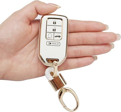 Miniatura 5 de FT-BH Funda para llavero Honda 2022, con llavero dorado, para Honda Accord Civic CRV Pilot Odyssey Smart Remote Key Fob Case