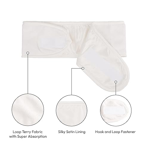 Miniatura 4 de Red by Kiss Diadema de spa para lavar la cara, banda ajustable para maquillaje facial, forro de satén sedoso, tela de rizo con cinta mágica, máscara