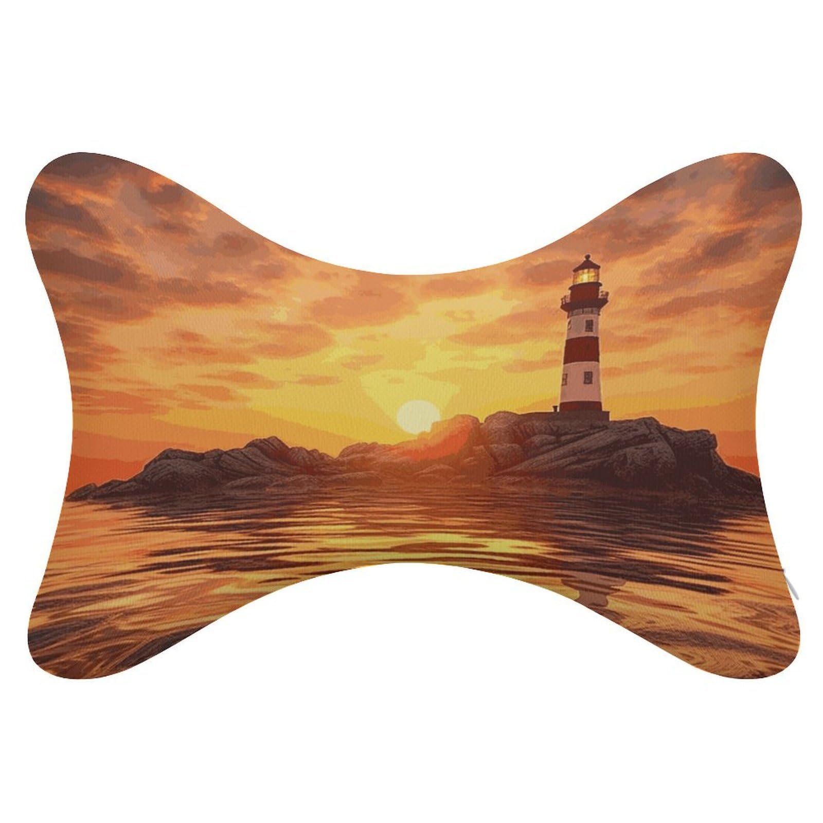 Adfgyerh Style Sea Lighthouse In Sunset Pillow ，Memory Foam Pillow Core，Cushion,Provide Neck Support，Car Pillows For Travel Car Seats And Home Offices.