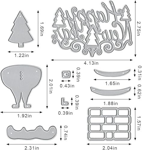 Miniatura 2 de Troqueles de corte de metal de Navidad, chimenea de Navidad, fondo de Papá Noel, troqueles para hacer tarjetas, álbumes de recortes y álbum de