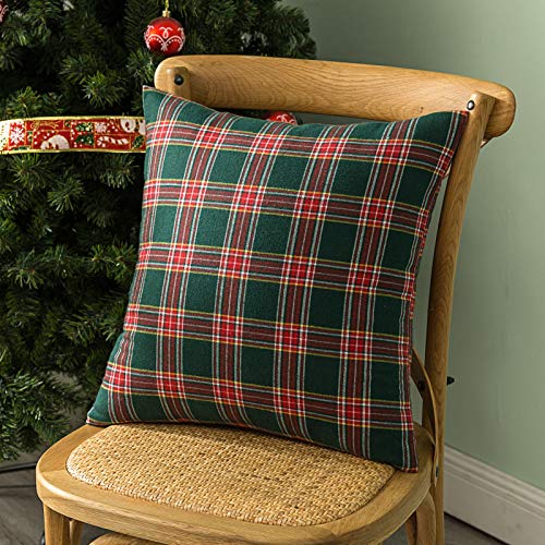 Image of AQOTHES Christmas Plaid Decorative Throw Pillow Covers Green Red 20x20