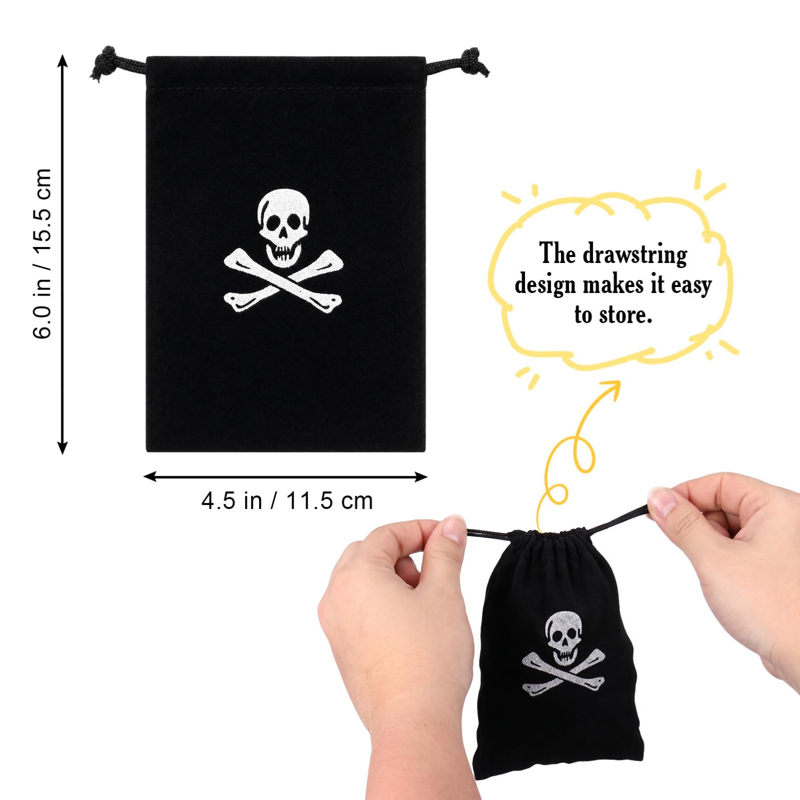 10 Pezzi Sacchetti per Halloween Pirata, Poliestere Nero
