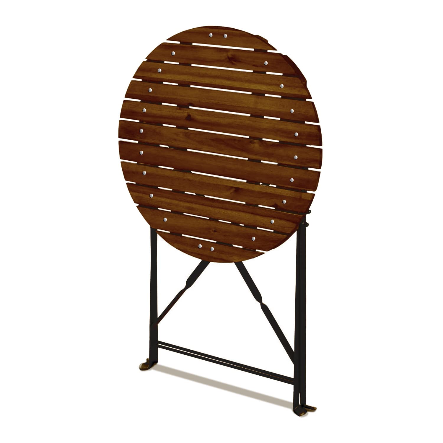 FRANKYSTAR Avolio Bistrò - Set da giardino con tavolino e 2 sedie pieghevoli in acciaio e legno con finitura effetto teak. Bistrot set da esterno in stile retrò