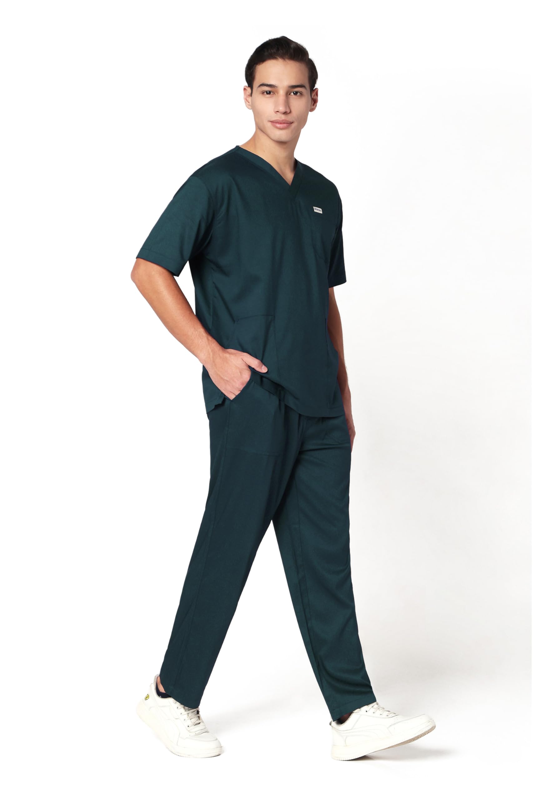 KNYA Ecoflex Lite Active Men's Scrubsuit, 5 Pocket, 2-way Stretch, for Doctors (Forest Green, 3XL)-image-27