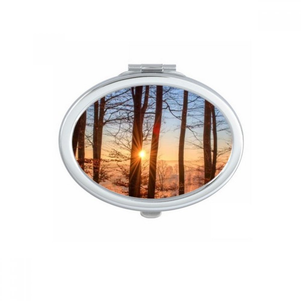 Miroir mignon petit cadeau avec motif paysage forestier et ciel blanc pour femme
