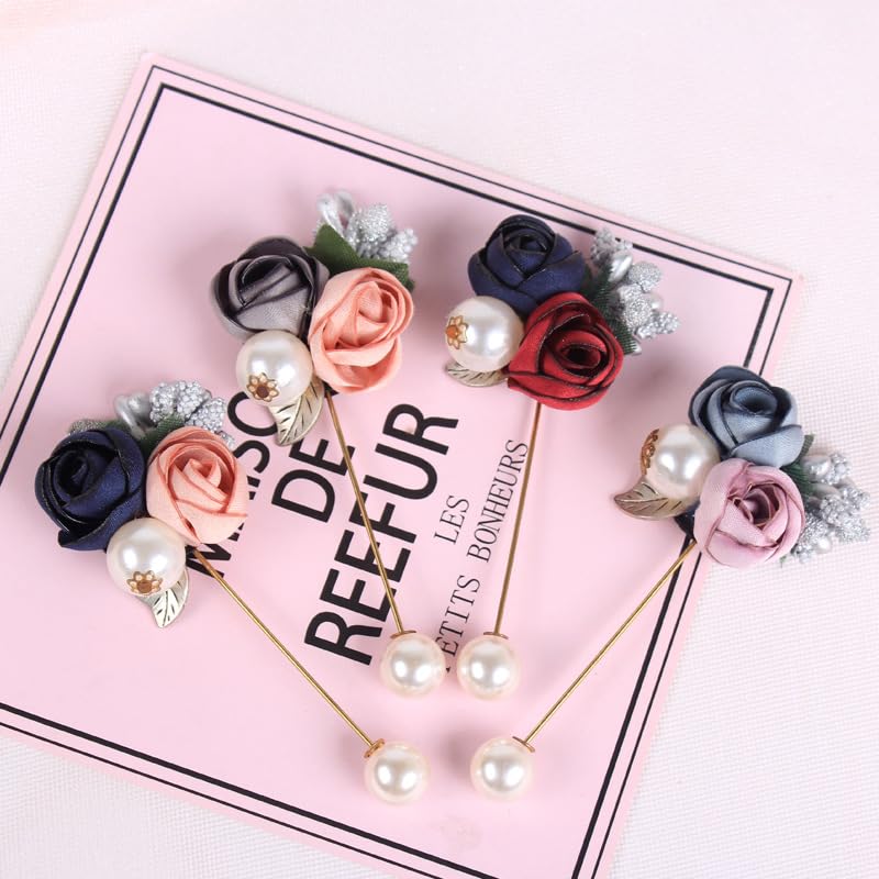 Image of Elegant Floral Brooch Pins for Women, Sweater Shawl Silk Cardigan Lapel Pins, Cardigan Jewelry Suit Shirt Accessory with Crystal CZ Flowers Brooches Pins for Women