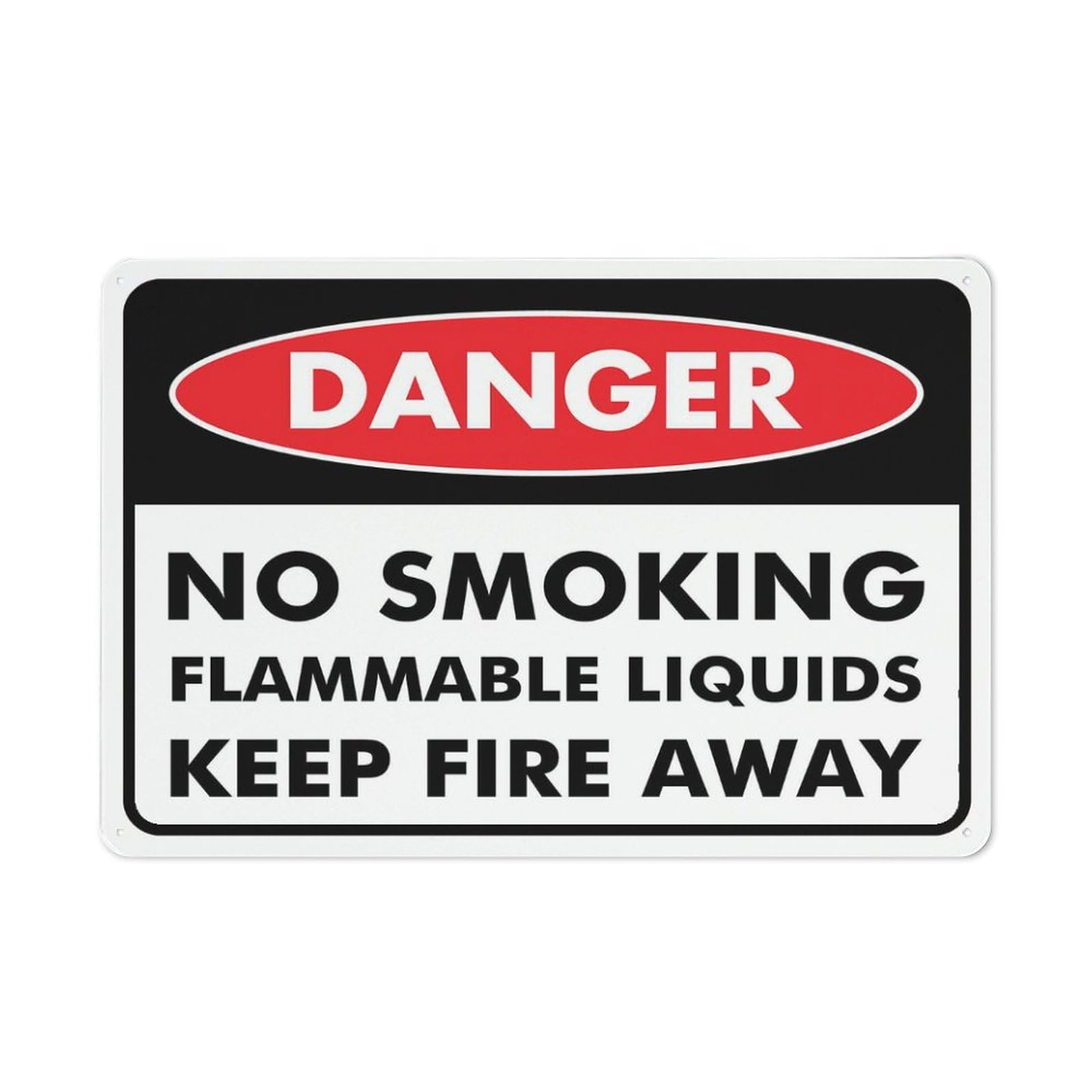 Danger - No Smoking (Flammable Liquids - Keep Fire Away) Sign, 8x12 Inch Metal Aluminum, Pre-Drilled Holes for Easy Mounting, Indoor/Outdoor Use for Fence, Door, Gate