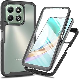 Honor X6B Case with Built-in Screen Protector 360 ° Full Body Shockproof Protection Cover Bumper Transparent Back Phone Case Shockproof Slim Fit Cover Screen Protector for Honor X6B Black