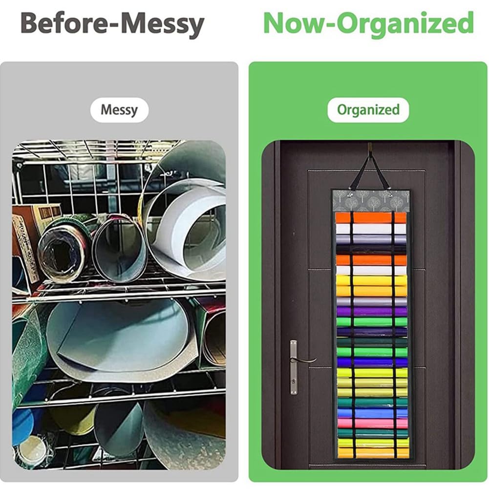 Jkjhbhged Vinyl Roll Holder with 48 Compartments, Vinyl Roll Storage Organizer Wall Craft Room Organizers and Storage Gray Tree