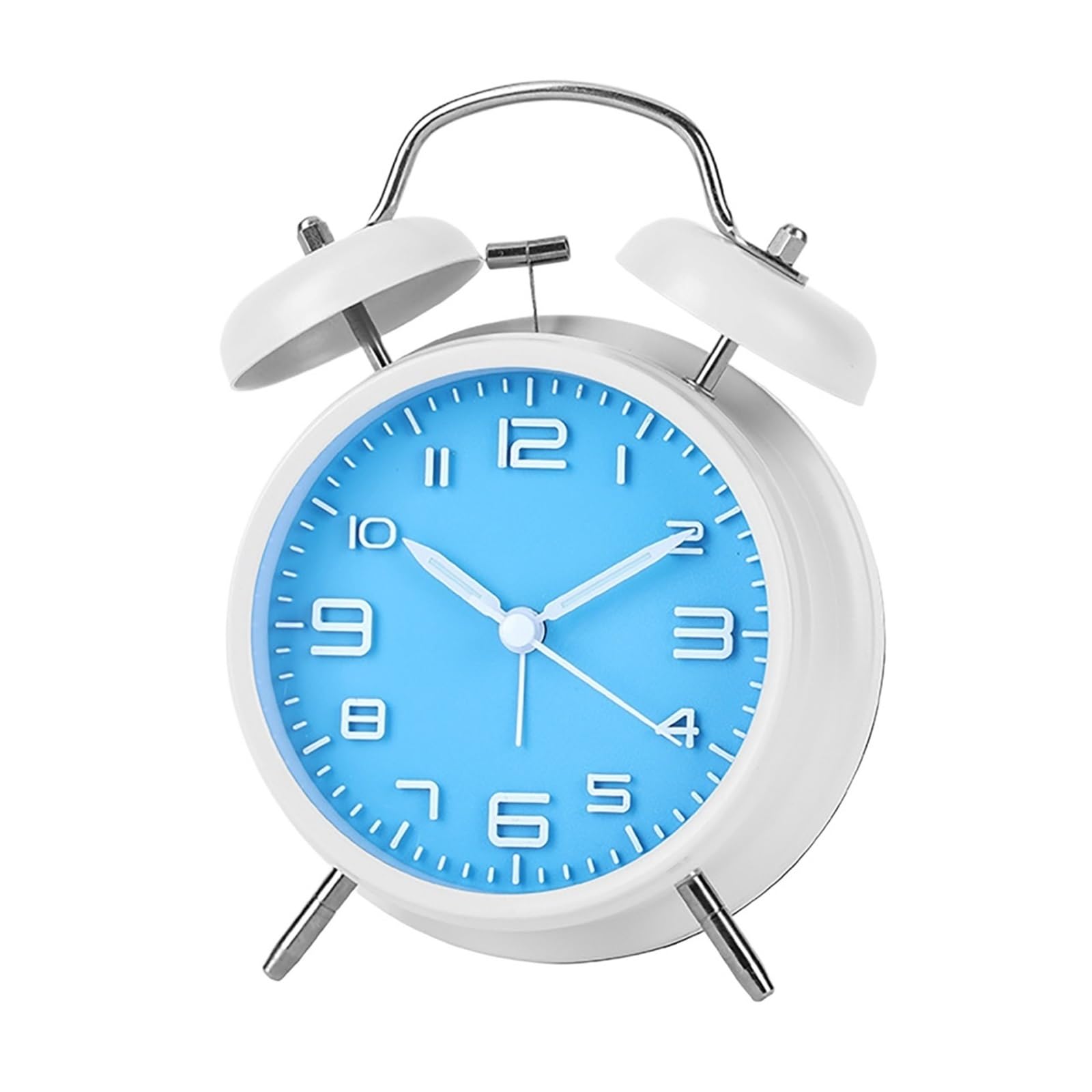 LUYSGBXR Loud Alarm Clock 4 Inch Twin Bell Alarm Clock,Metal Frame Desk Table,Mini Bedside For Bedroom(Sky blue)