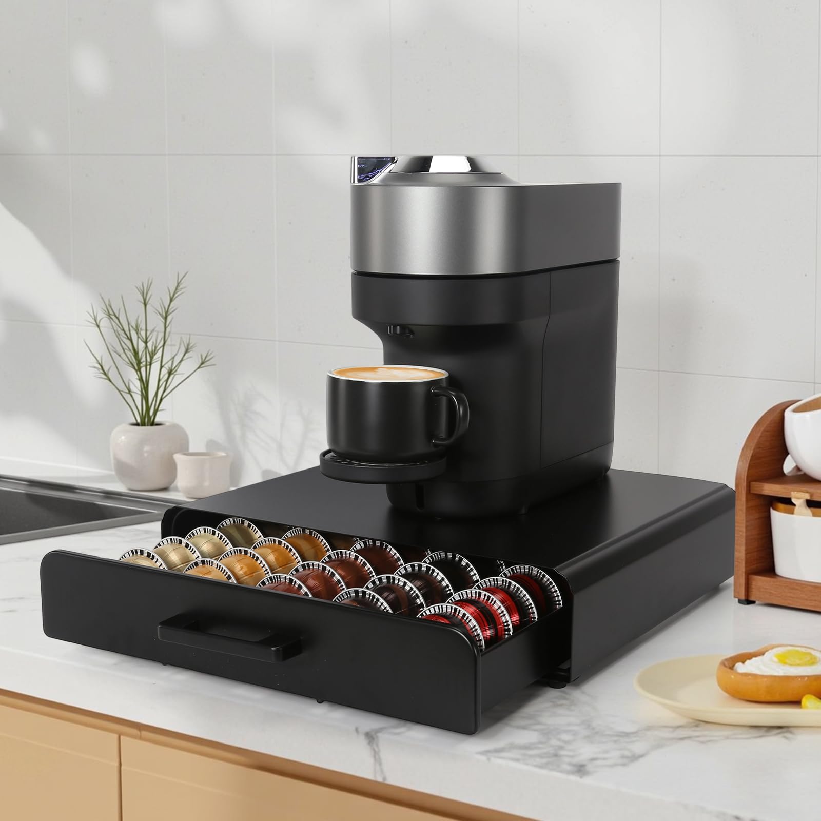 Soporte para Cápsulas de Café,Dispensador Capsulas Vertuo,Organizador Capsulas Vertuo,Cajón para almacenar cápsulas de Vertuoline (capacidad para 35).