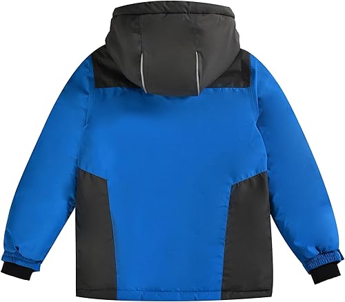 Miniatura 2 de SMONTY Chaqueta de esquí para niños, abrigo con capucha para nieve, chaqueta cálida de invierno, rompevientos, para snowboard, con capucha