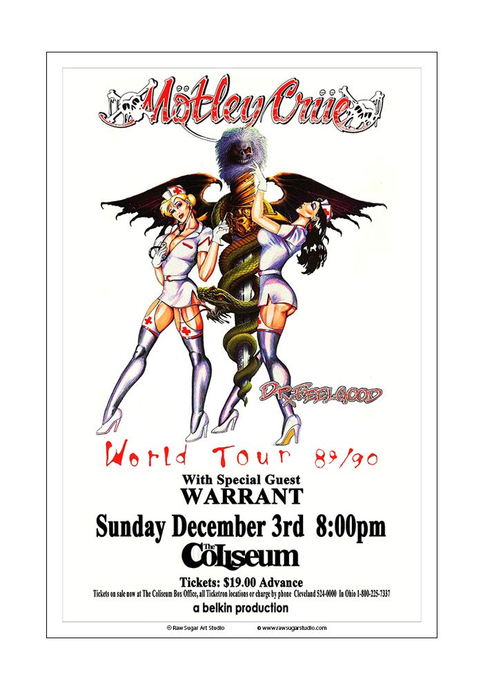 Raw Sugar Art Studio Motley Crue 1989 Cleveland Concert Poster