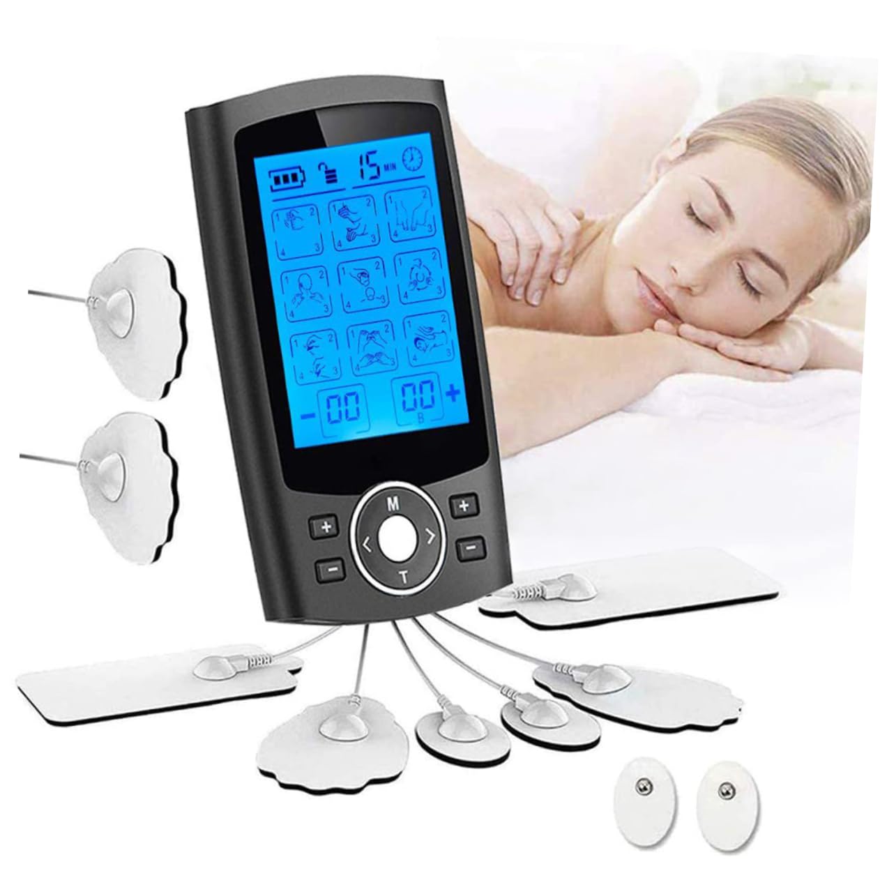 36 Modos para Masaje Muscular y Alivio Cervical, Kit de Fisioterapia 8 Electrodos para Hombros y Cuello en Casa o Spa