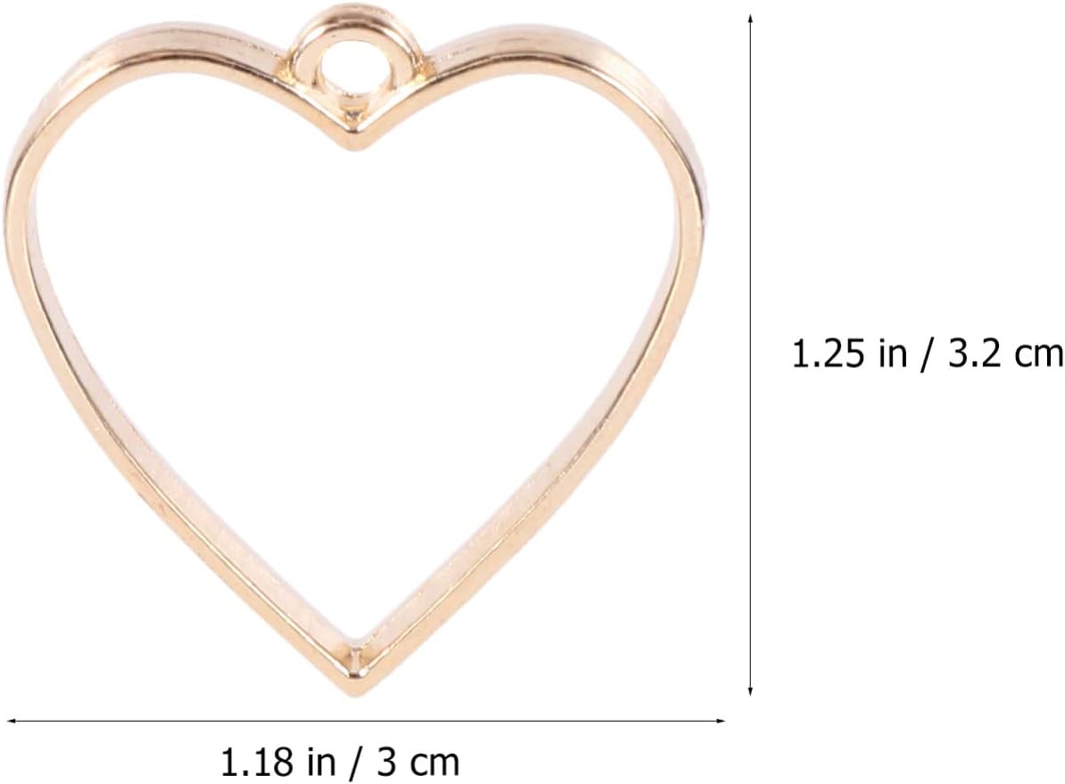 Milisten 20pcs Heart Shape Open Bezel Pendants Charms Resin Molds for Jewelry Findings DIY Pressed Flower Frame Hollow Trays for Wedding Valentines Day Earrings Necklace Gold - Image 4