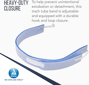 Dynarex Comfort-Foam Tracheostomy Tube Holder - with Soft Foam Tube Padding & Secure Hook & Loop Closure, Supports & Stabilizes Airflow - Tracheostomy Supplies - 2 Piece, Large, Box of 10