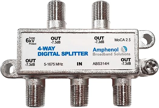 Amphenol 4-Way Digital Coaxial Splitter MoCA 2.5 ABS314H